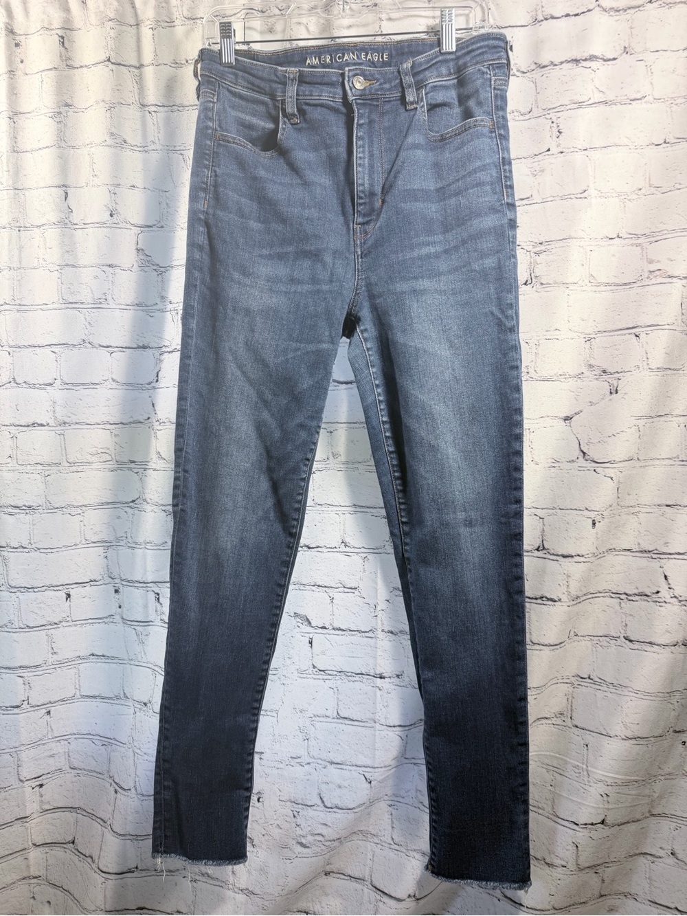 American Eagle Outfitters Women's Blue Super Hi-Rise Jegging Crop Jeans